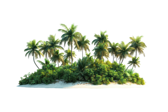 Explore the serene tropical island with lush palm trees surrounded by tranquil waters perfect for a summer holiday escape - Powered by Adobe