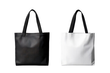 Modern black and white tote bags designed with minimalist style and versatility for everyday use located on a neutral background