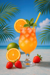 Orange cocktail on the beach