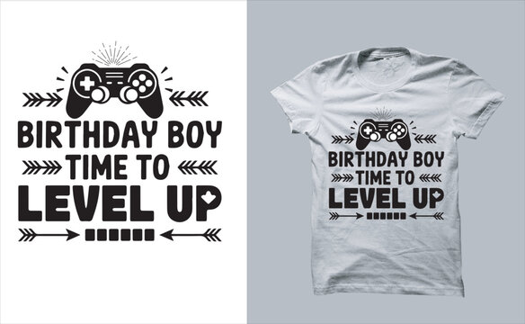 birthday boy t-shirt designs level up gaming play moment gift shirt art - Powered by Adobe
