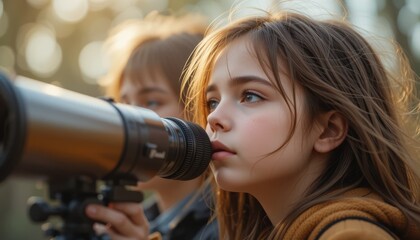 telescope kids, kids and telescope close up photography