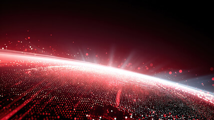 Obraz premium Red glowing earth from space perspective, technology style illustration