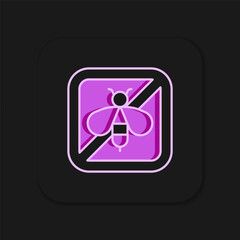 Filled outline Stop bee icon isolated on black background. Sweet natural food. Honeybee or apis with wings symbol. Flying insect. Flat filled outline style with shadow. Vector