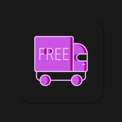 Filled outline Free delivery service icon isolated on black background. Free shipping. 24 hour and fast delivery. Flat filled outline style with shadow. Vector