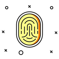 Filled outline Fingerprint icon isolated on white background. ID app icon. Identification sign. Touch id. Flat filled outline style with shadow. Vector