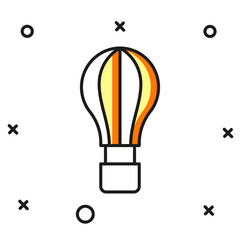 Filled outline Hot air balloon icon isolated on white background. Air transport for travel. Flat filled outline style with shadow. Vector