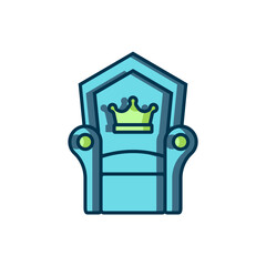 Filled outline Medieval throne icon isolated on white background. Flat filled outline style with shadow. Vector