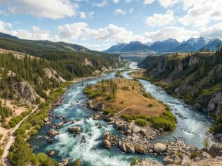 Yellowstone River Meanders Through Scenic Landscape