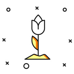 Filled outline Flower tulip icon isolated on white background. Flat filled outline style with shadow. Vector