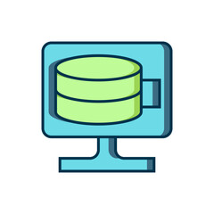 Filled outline Cloud database icon isolated on white background. Cloud computing concept. Digital service or app with data transferring. Flat filled outline style with shadow. Vector