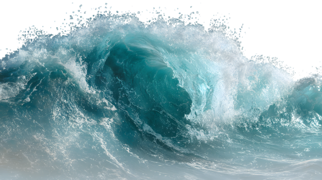 Powerful ocean wave cresting with white foam and turquoise water demonstrating natural energy and beauty - Powered by Adobe