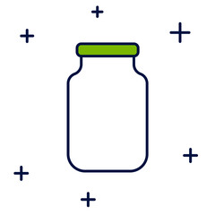 Filled outline Glass jar with screw-cap icon isolated on white background. Vector
