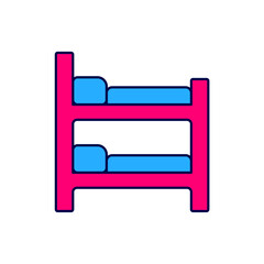 Filled outline Bunk bed icon isolated on white background. Vector