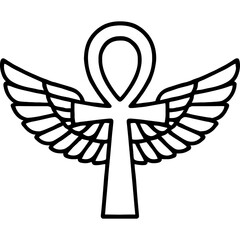 Fototapeta premium Ankh with Wings Vector Icon