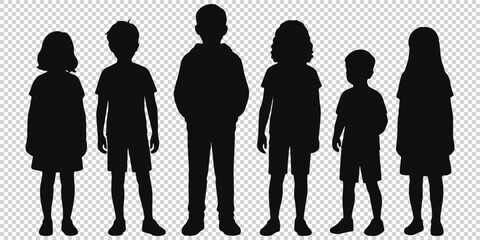 Children silhouettes standing eps 10