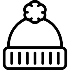Outline icon of winter hat with pom-pom