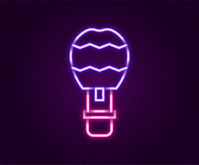 Glowing neon line Hot air balloon icon isolated on black background. Air transport for travel. Colorful outline concept. Vector