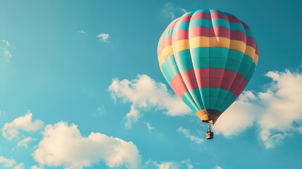 Dreamy Candy-Colored Hot Air Balloon: A Whimsical Soar Through Pastel Skies & Sugar-Coated Dreams — Embrace a Magical Flight Over Rainbow-Hued Landscapes, Where Fluffy Clouds Meet Swirling Cotton Cand