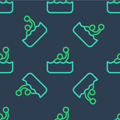 Obraz premium Line Water polo icon isolated seamless pattern on blue background. Vector