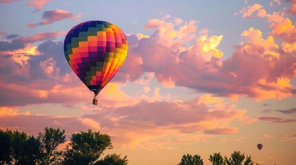 Dreamy Candy-Colored Hot Air Balloon: A Whimsical Soar Through Pastel Skies & Sugar-Coated Dreams — Embrace a Magical Flight Over Rainbow-Hued Landscapes, Where Fluffy Clouds Meet Swirling Cotton Cand