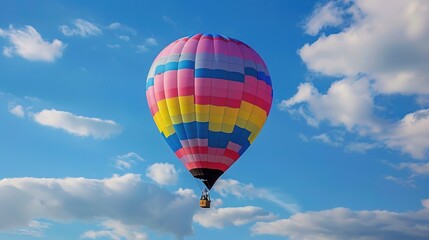 Dreamy Candy-Colored Hot Air Balloon: A Whimsical Soar Through Pastel Skies & Sugar-Coated Dreams — Embrace a Magical Flight Over Rainbow-Hued Landscapes, Where Fluffy Clouds Meet Swirling Cotton Cand