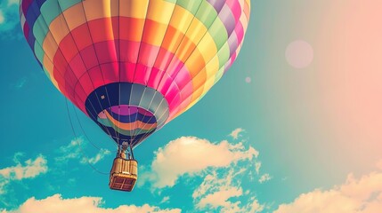 Dreamy Candy-Colored Hot Air Balloon: A Whimsical Soar Through Pastel Skies & Sugar-Coated Dreams — Embrace a Magical Flight Over Rainbow-Hued Landscapes, Where Fluffy Clouds Meet Swirling Cotton Cand