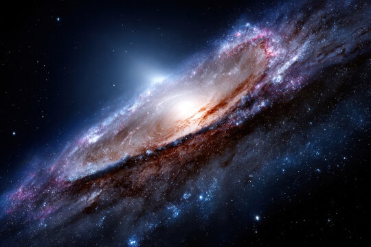 Vast spiral galaxy displaying colorful arms and bright core in deep space
