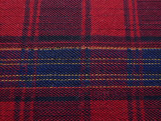 Woven Tartan Textile Pattern, Red and Blue Check Design