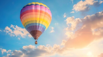 Dreamy Candy-Colored Hot Air Balloon: A Whimsical Soar Through Pastel Skies & Sugar-Coated Dreams — Embrace a Magical Flight Over Rainbow-Hued Landscapes, Where Fluffy Clouds Meet Swirling Cotton Cand