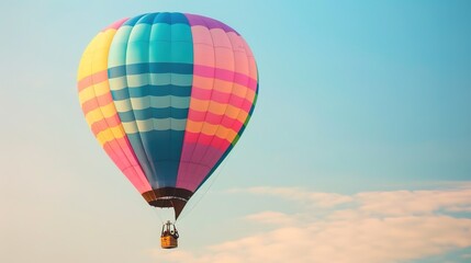 Dreamy Candy-Colored Hot Air Balloon: A Whimsical Soar Through Pastel Skies & Sugar-Coated Dreams — Embrace a Magical Flight Over Rainbow-Hued Landscapes, Where Fluffy Clouds Meet Swirling Cotton Cand