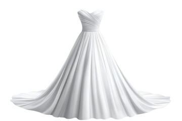 Obraz premium Elegant wedding dress design featuring a strapless sweetheart neckline and flowing skirt, ideal for a romantic outdoor ceremony or traditional indoor celebration