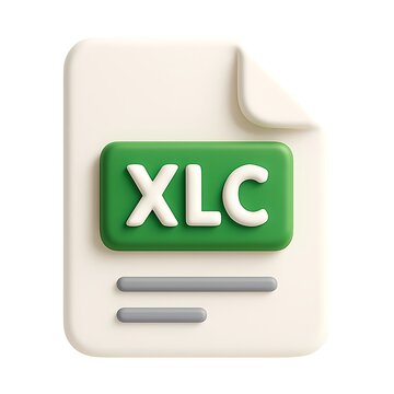 3d icon of xlc file isolated on white background