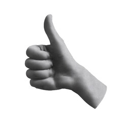 A monochrome image, hand in a gesture of approval, thumb up, expressing positive feedback and agreement. Showing simplicity and clean background.