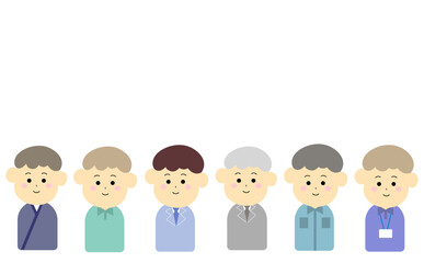 笑顔の男性の人物アイコンセット