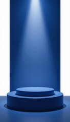 Empty stage under a bright spotlight in a dark room