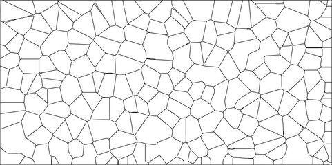 Abstract lines in black and white tone of many rectangle shapes. black and white stoke colors stone tile pattern. White color Broken Stained-Glass Background with black lines.