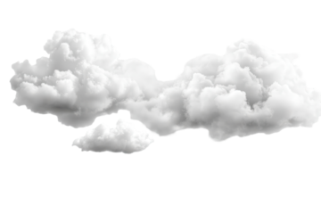 White clouds on transparent background isolated for creative design and artistic applications in various contexts