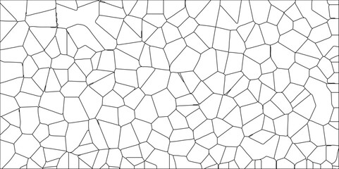 Abstract lines in black and white tone of many rectangle shapes. black and white stoke colors stone tile pattern. White color Broken Stained-Glass Background with black lines.