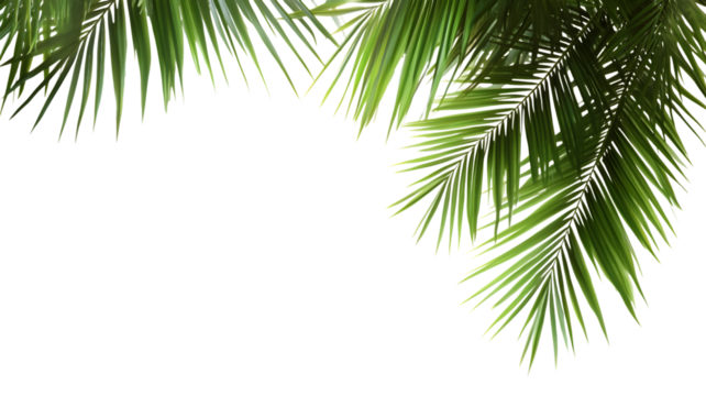 Tropical palm fronds with geometric distortion overlaying on a white background creating a contemporary abstract aesthetic