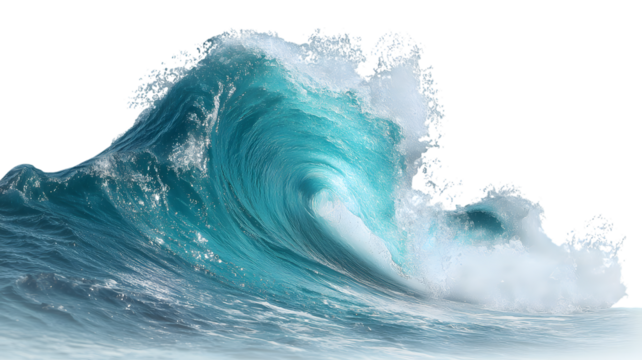 Stunning ocean wave with turquoise waters breaking against a background displaying its power and natural beauty