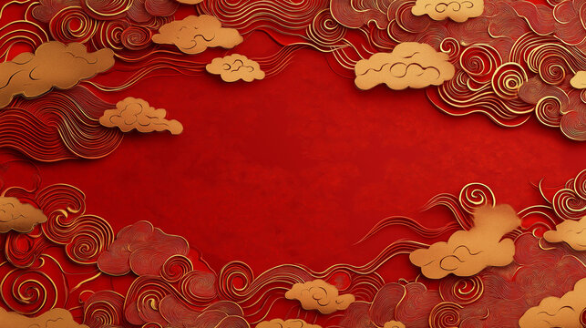 A Gold and Red pattern frame background 2025