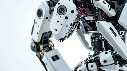 Fototapeta premium Close-up of a Robotic Arm with Complex Mechanical Components