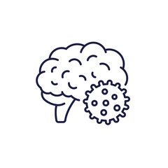brain infection or virus line icon, neurological disease