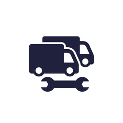 Fototapeta na wymiar fleet repair icon with trucks on white