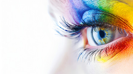 Transgender man fights for human rights,lgbt concept with rainbow eyeshadow Imaginations through the looking glass, Generative AI
