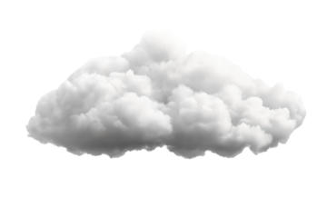 Soft white fluffy cloud isolated on a transparent background suitable for various design projects or backgrounds enhancing visual appeal