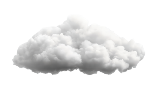 Soft white fluffy cloud isolated on a transparent background suitable for various design projects or backgrounds enhancing visual appeal