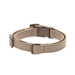 Beige Pet Collar with Brown Plastic Buckle and Stitching Detail