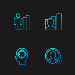 Fototapeta premium Set line Create account screen, Head hunting, Productive human and . Gradient color icons. Vector
