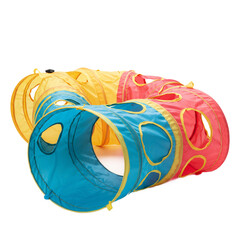 Colorful Interconnected Fabric Play Tunnel with Multiple Openings